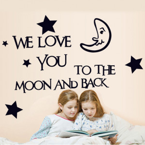 1set Large Size 80*125cm Moon and Star Good Night Quotes For Bedroom ...