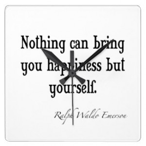 Vintage Emerson Happiness Inspirational Quote Square Wallclock