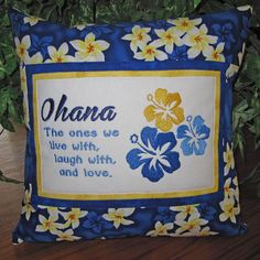 Home Decor #Hawaiian #Ohana #Family Embroidered Quote Pillow by ...