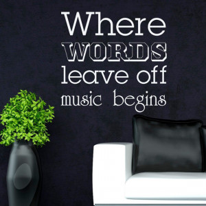 ... Music Begins Heinrich Heine Music Note Wall Decal Quote Art Home Decor