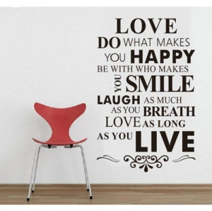 Newsee Decals DIY Happy Live Laugh Love Smile Inspirational Quote Wall ...
