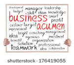 business acumen and other related words handwritten on whiteboard with ...