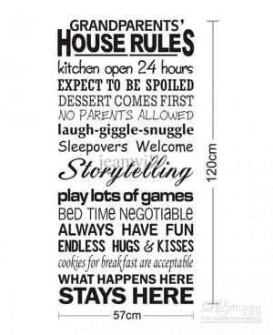 Grandparents' House Rule Wall Quote Decal Decor Sticker Lettering ...