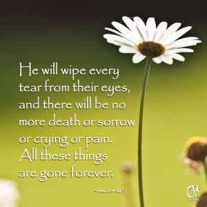will wipe every tear from their eyes, and there will be no more death ...