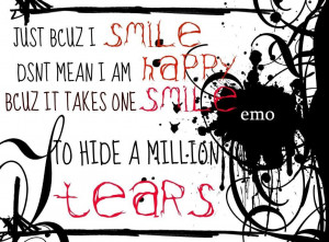 Smile and Tears Emo Quote wallpaper background