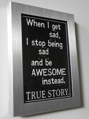 Refrigerator Magnet Silver Metal Frame Black and White Awesome Quote