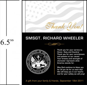 Sample Military Appreciation Wording (#320-1)