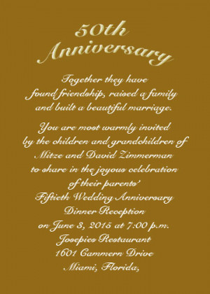 50th Golden Anniversary Invitation Wording