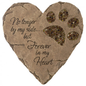 Pet Memorial Stone Heart with Paw Print