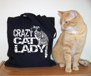 Cat tote bag, Crazy Cat Lady, cats, canvas quote tote, gift under 20 ...