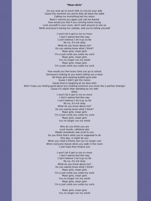 mean+girls+lyrics+rachel+crow | mean girls lyrics
