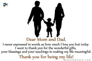 ... You But Today I Want To Thank You For The Wonderful Gifts - Parents