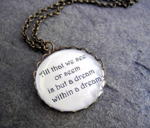 Edgar Allan Poe Dream Quote Pendant Necklace