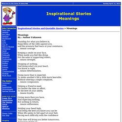 ... Standing for what you believe in, Regardless of the odds against you