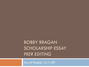 Bobby Bragan Scholarship Essay peer editing