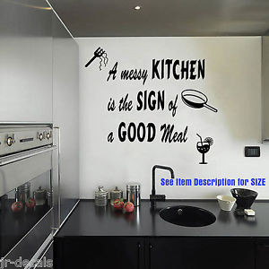 Details about A MESSY KITCHEN IS THE SIGN OF A GOOD MEAL kitchen wall ...