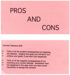 Distress tolerance - pros and cons