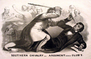 ... Club’' in 1856, depicting Preston Brooks' attack on Charles Sumner