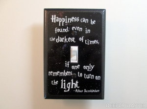 ... Quote Happiness Can Be Found Switchplate, Geeky Gift for Wizards