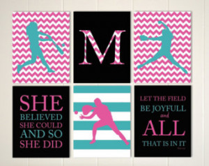 Girls softball wall art, softball a rt, girls inspirational art ...