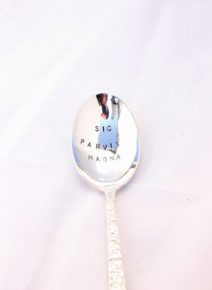Motivational Sir Francis Drake Quote Hand Stamped Spoon Sic Parvis ...
