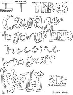 Doodle coloring pages with quotes & inspirational words.