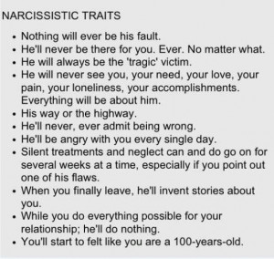 narcissistic personality disorder. Wow. This just described my ex ...