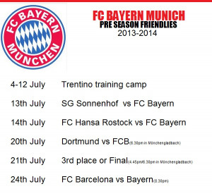 FC bayern Munich Pre-Season Friendly matches