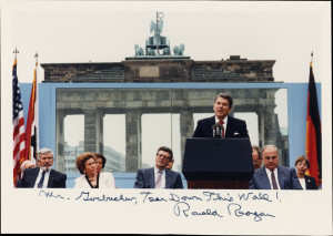Ronald Reagan Photo, in Front of Berlin Wall, Inscribed With His ...