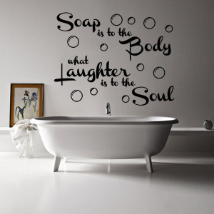 5pcs/lot WALL ART SOAP AND LAUGHTER QUOTE DECAL STICKER VINYL ...
