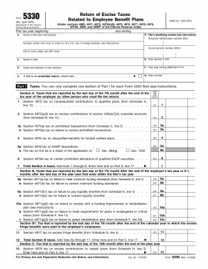Irs Tax Form 5330 2010 Return Of Excise Taxes Related To Employee ...