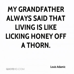 My grandfather always said that living is like licking honey off a ...