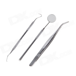 Double end Explorer Probe Tweezers Dental Instrument Set Silver