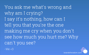 You ask me what's wrong and why am I crying? I say it's nothing, how ...