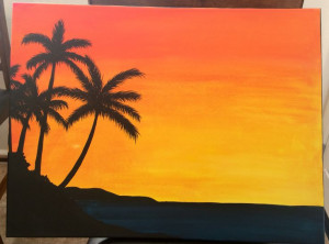 Palm Tree Sunset Painting: Sunsets Paintings, Paintings Night, Sunset ...
