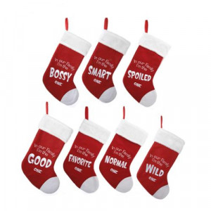 Club Pack of 16 Red White Felt Family Sayings Christmas Stockings 21