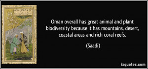 Oman overall has great animal and plant biodiversity because it has ...