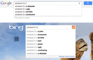 Google and Bing autocomplete show how much people dislike Windows 8