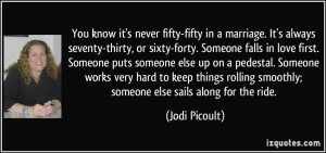 ... smoothly; someone else sails along for the ride. - Jodi Picoult