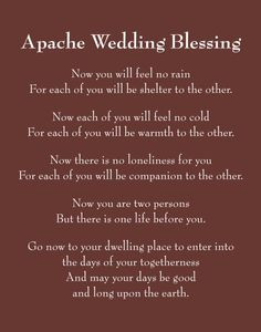 ... wedding vows. Still makes me cry... wedding blessing, wedding reading