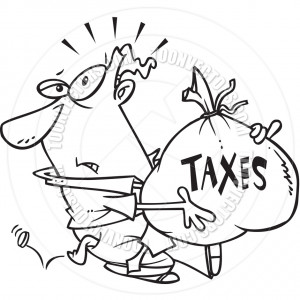 Cartoon Man With Tax Burden