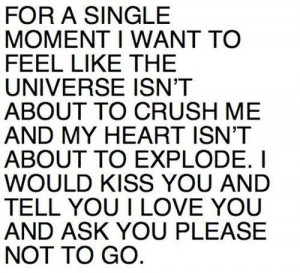 ... To Explode. I Would Kiss You And Tell You I Love You Please Not To Go