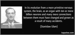 In its evolution from a more primitive nervous system, the brain, as ...