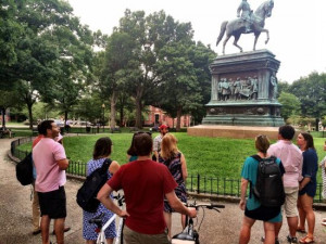 Carpe DC Food Tours Learning about Logan Circle from our guide