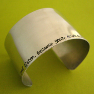 Personalized Cuff Bracelet in Aluminum-hand stamped - Extra wide cuff