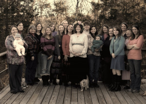 Surrounded by friends at my January 2011 mother blessing ceremony