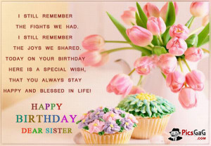 Happy Birthday Sister Quote Picture and Sister Birthday Message SMS.
