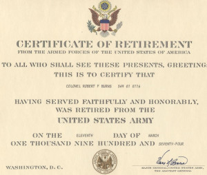Army Retirement Certificate