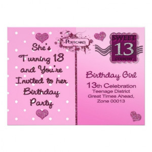 13TH Birthday Party Invitation - Postcard Front | Zazzle.co.uk