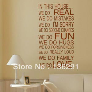DIY LARGE QUOTE HOUSE RULES FAMILY LOVE FUN ART WALL STICKER STENCIL ...